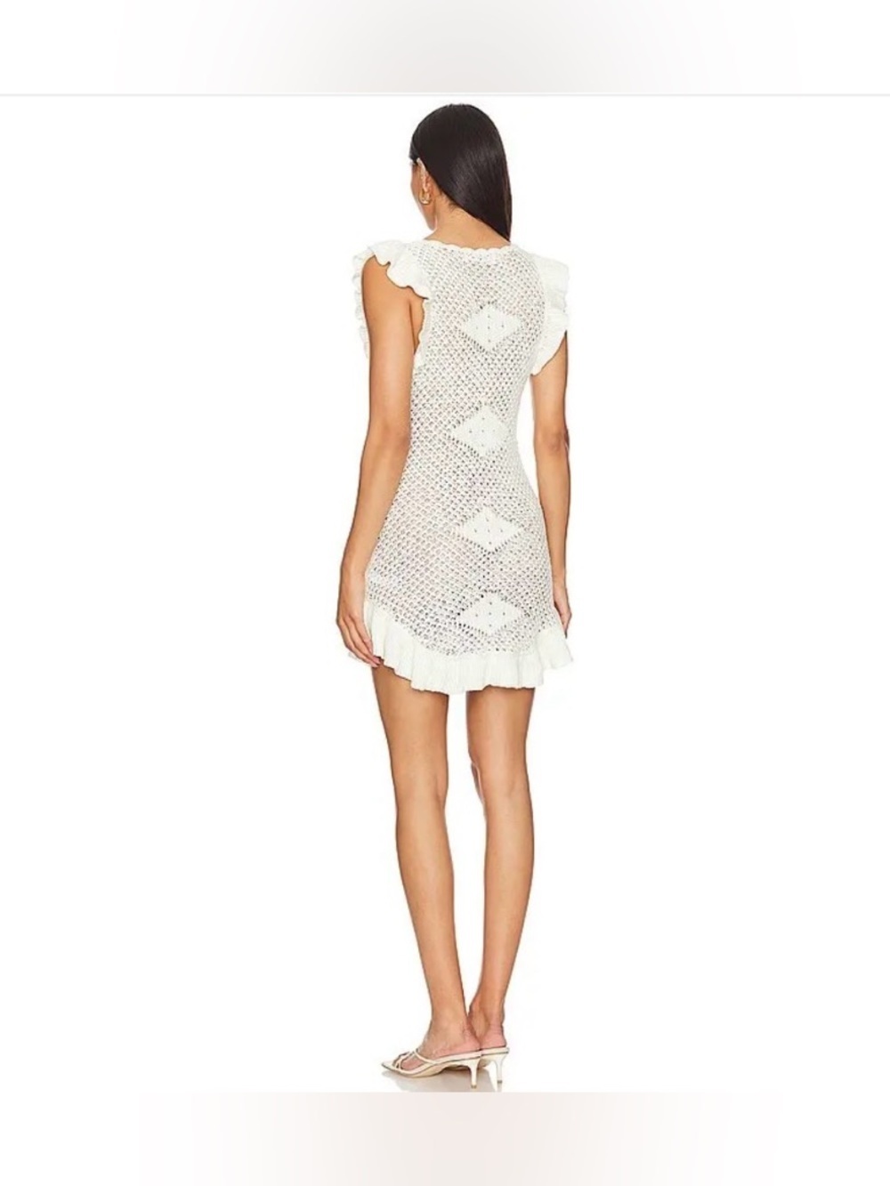 Free People Mykonos Crochet Mini Dress in Moonglow Size Large - Picture 2 of 7